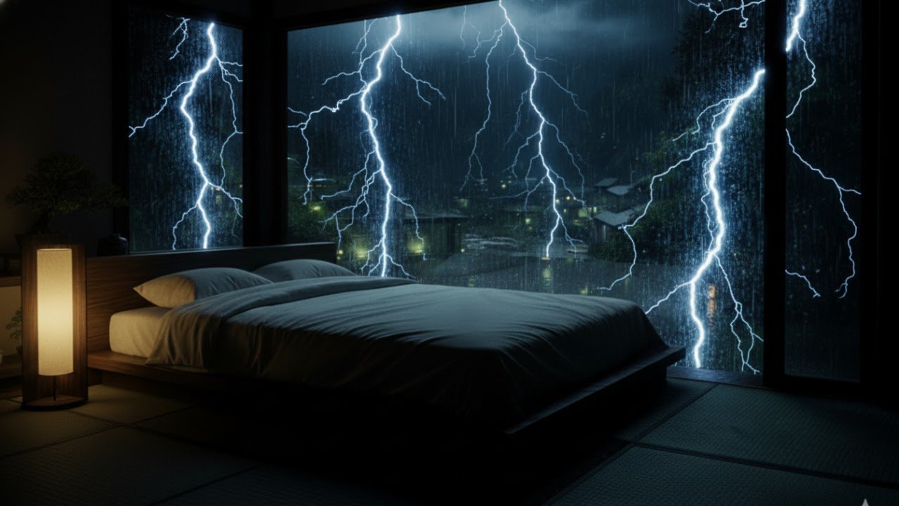Cozy Japanese Bedroom Rain Sounds 🌧️ Peaceful Night for Deep Sleep & Relaxation