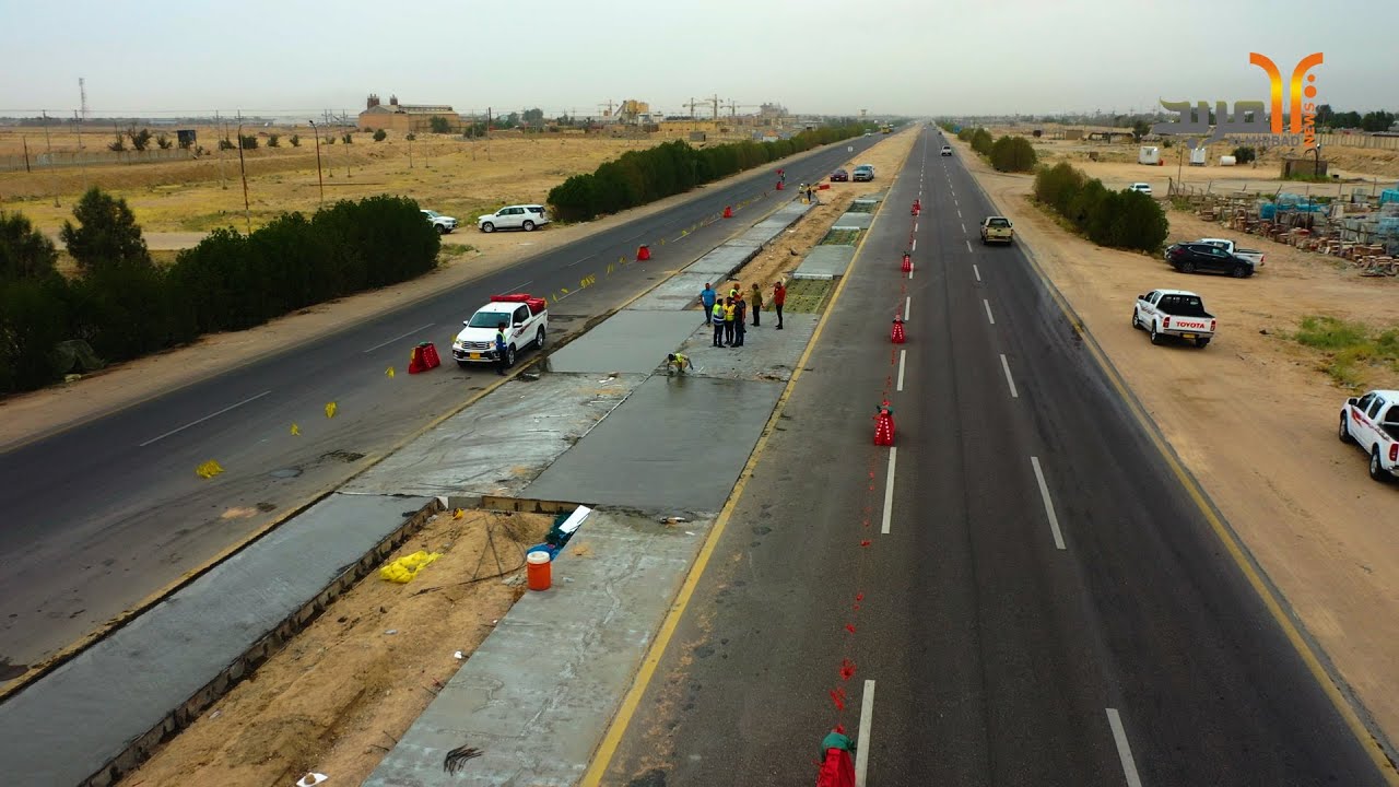 بمعايير السلامة وشروط الأمان تأهيل وتشجير الجزرة الوسطية لطريق زبير سفوان #المربد