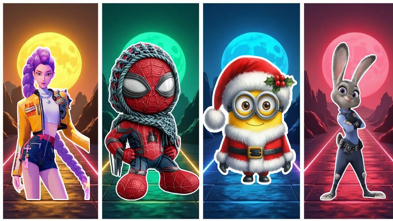 Zootopia 2 🆚 Kpop 🆚 Spidey  🆚 Minion Coffin Dance Song (Cover) Tiles Hop EDM Rush🎶#135