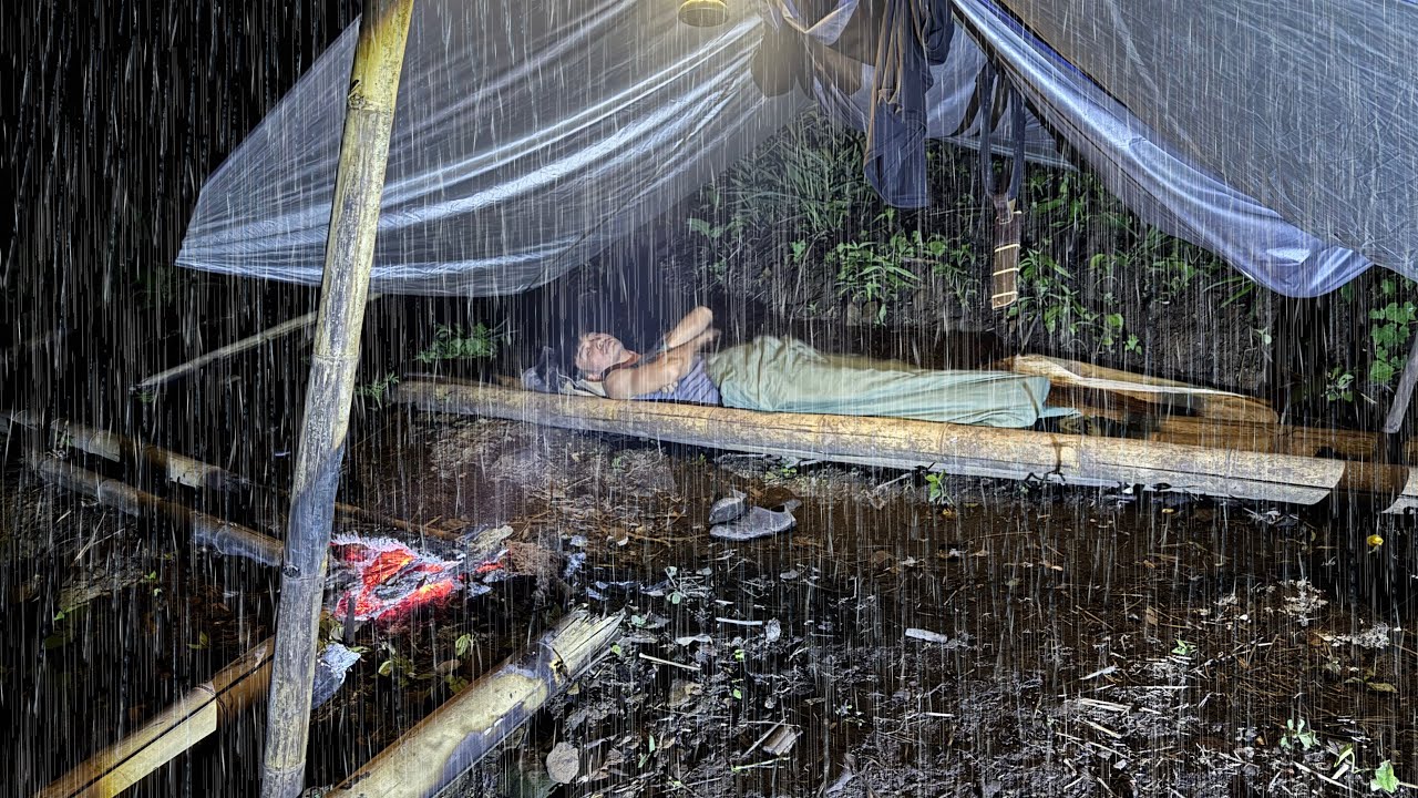 นอนในไร่สวนพี่ขาว!ฝนตกถล่มมาให้อย่างหนัก!กินผักสดปลอดสารพิษ100%