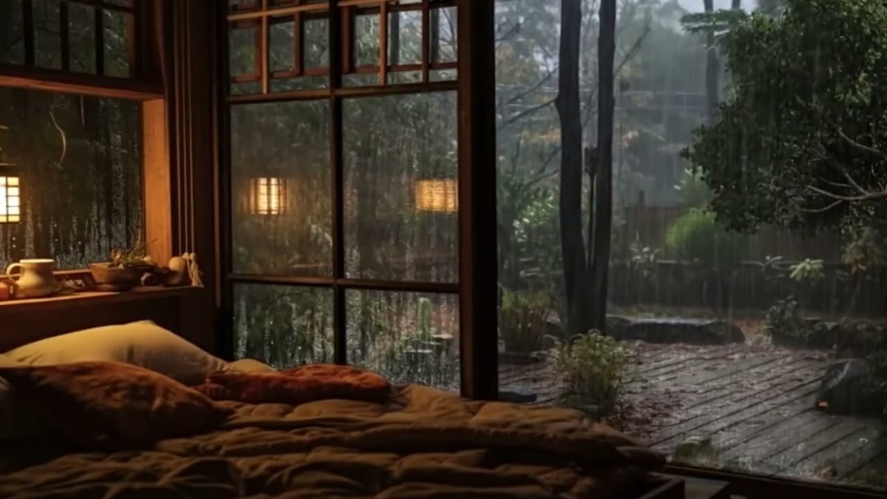 Best Rain Sound for Sleep Rain on cozy bedroom in the forest #rain #rainsounds #softrain
