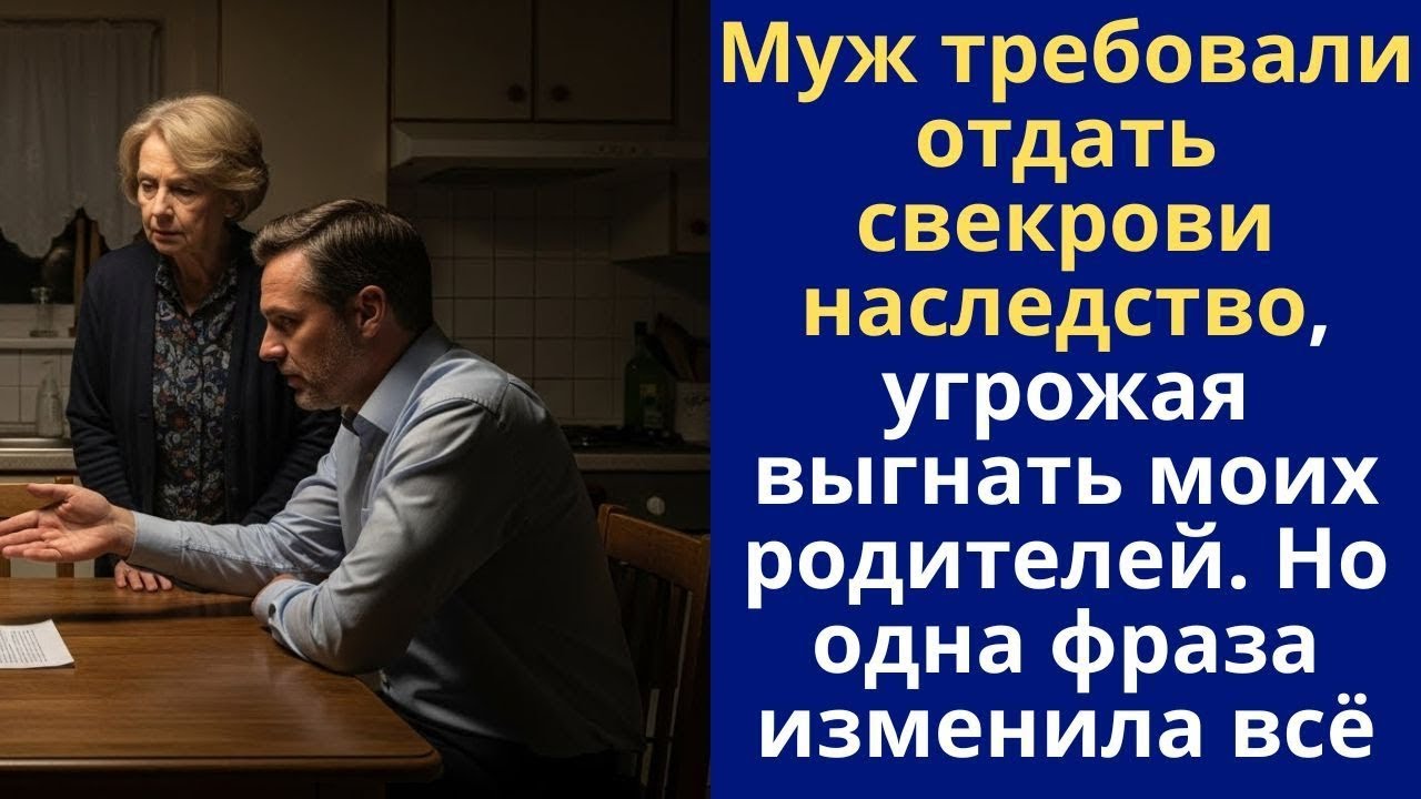 Муж требовали отдать свекрови наследство, угрожая выгнать моих родителей. Но одна фраза изменила всё