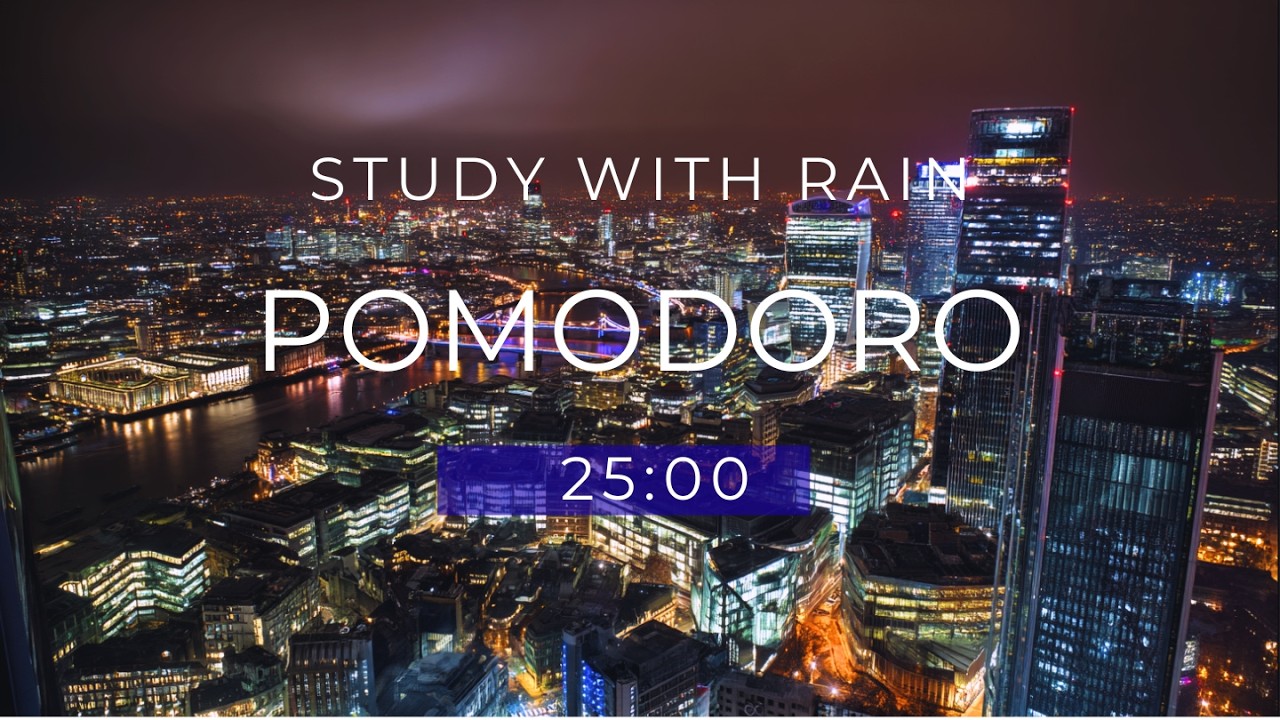 25-Min POMODORO for Studying & Focus | Night Ambience with Rain 🌧️🍅