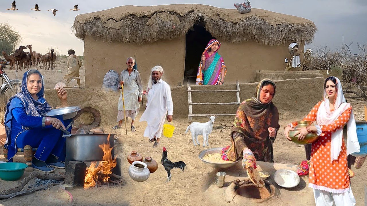 Very Unique Desert People Lifestyle in Huge Storm with Rain at Pakistan-India Border || 4K Vlog