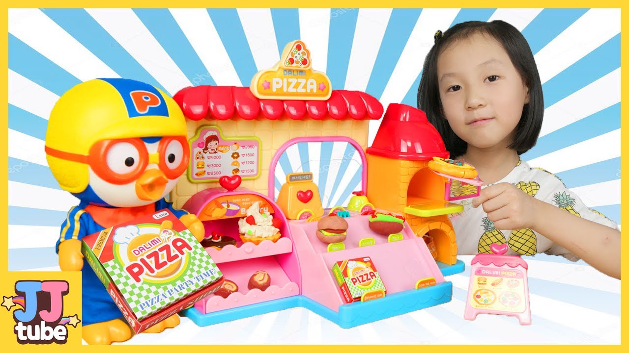 뽀로로와 꼬마캐리의 달님이 피자가게 장난감 역할놀이  [제이제이 튜브-JJ tube]