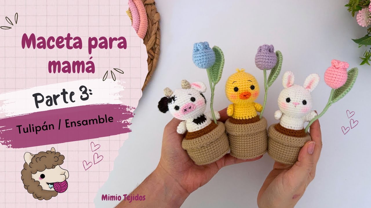 Part3 - Teje esta tierna maceta en UNA SOLA PIEZA - Especial para mamá - Rápida y fácil de hacer.