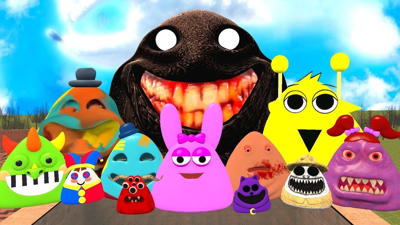 🌀SPARTAN KICKING POU BOU FAMILY FROM BOUS REVENGE Of POU and SPRUNKI POU in BIG MAZE Garrys Mod!