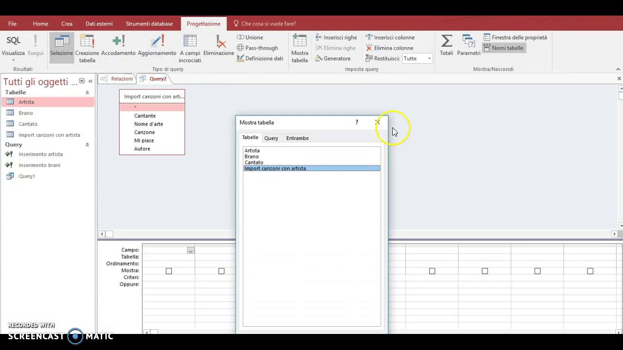 Import dati in Access da Excel più query di accodamento. 2°p
