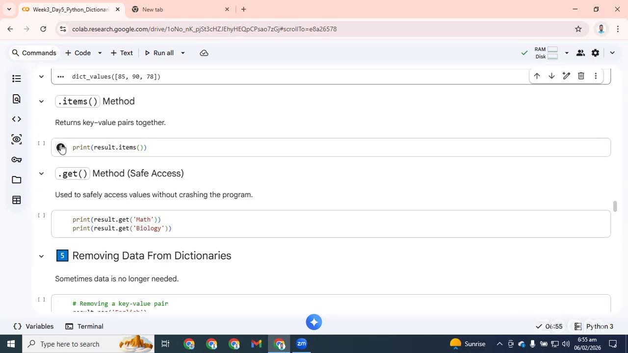 6 AM |PKT|  Python for absolute Beginners | Week 3 | Day 5