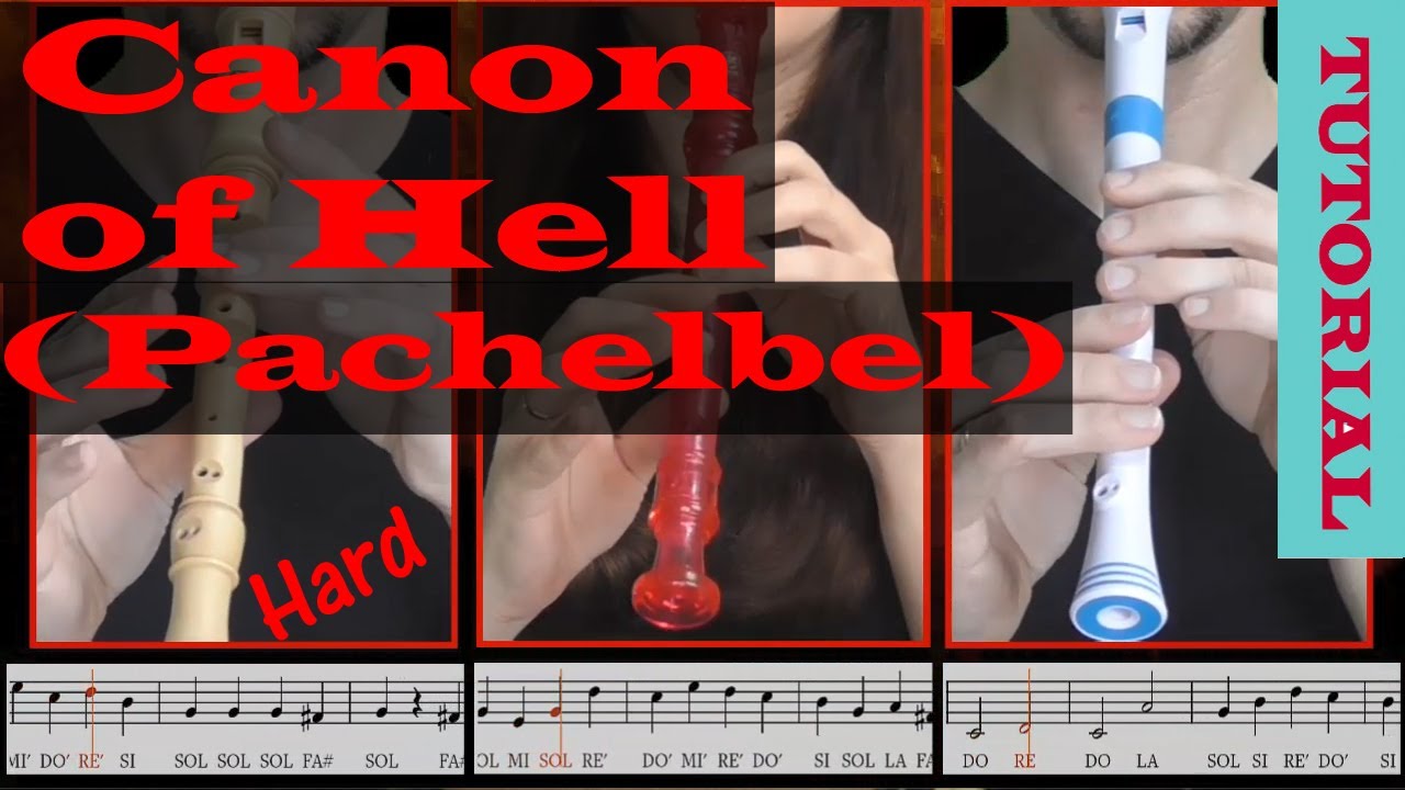 Canon of Hell (Pachelbel) - Tutorial flauta con partitura | Karaoke instrumental