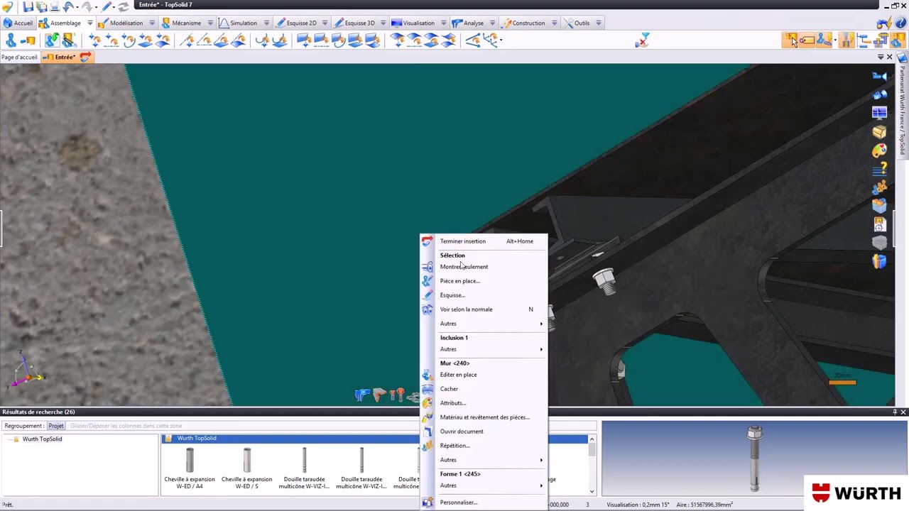 Würth-Verbindungskomponenten in TopSolid’Steel