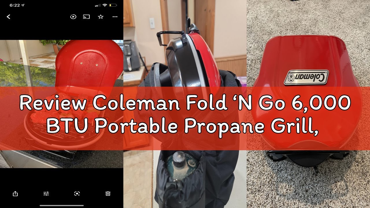 Review Coleman Fold ‘N Go 6,000 BTU Portable Propane Grill, Lightweight Gas Grill with Push-Button S