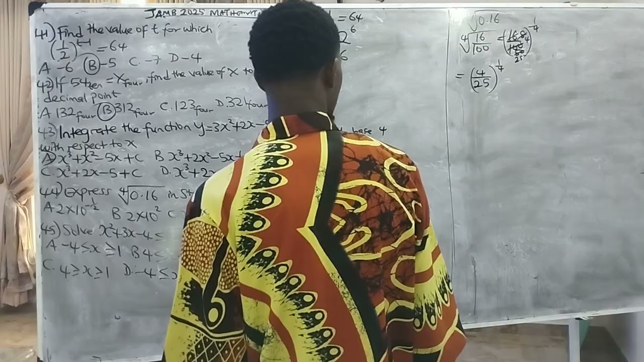 JAMB 2025 MATHEMATICS QUESTIONS 41-45
