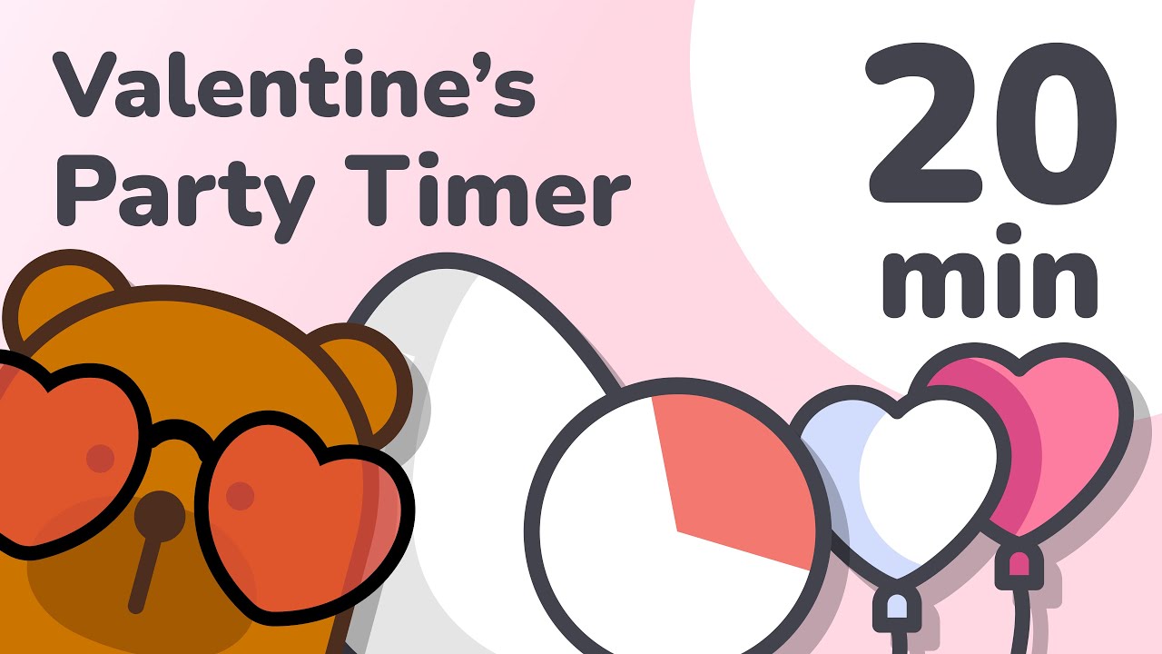 20 Minute Valentine's Party Timer for Kids (Visual Countdown)