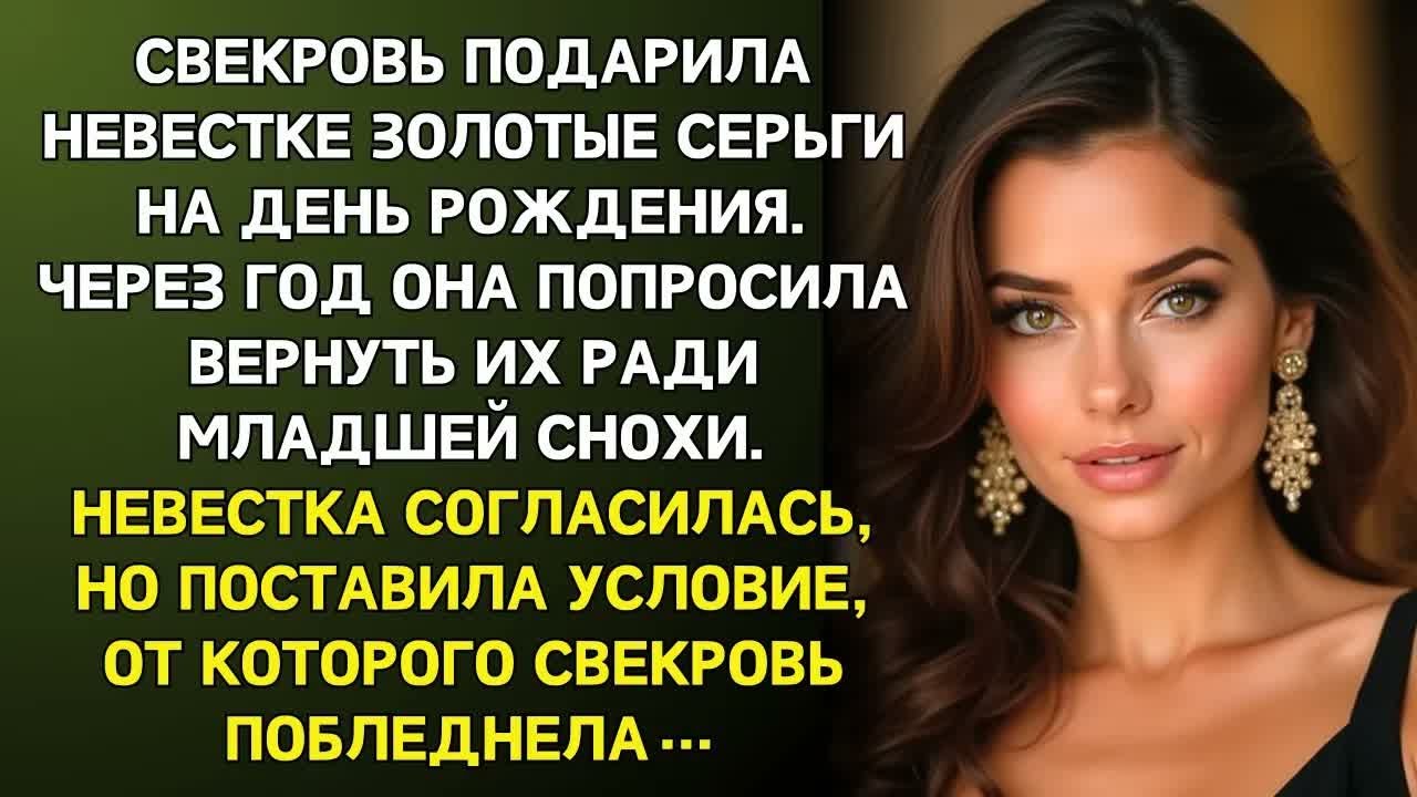 Свекровь подарила серьги невестке, но через год потребовала назад — ответ её ошеломил.