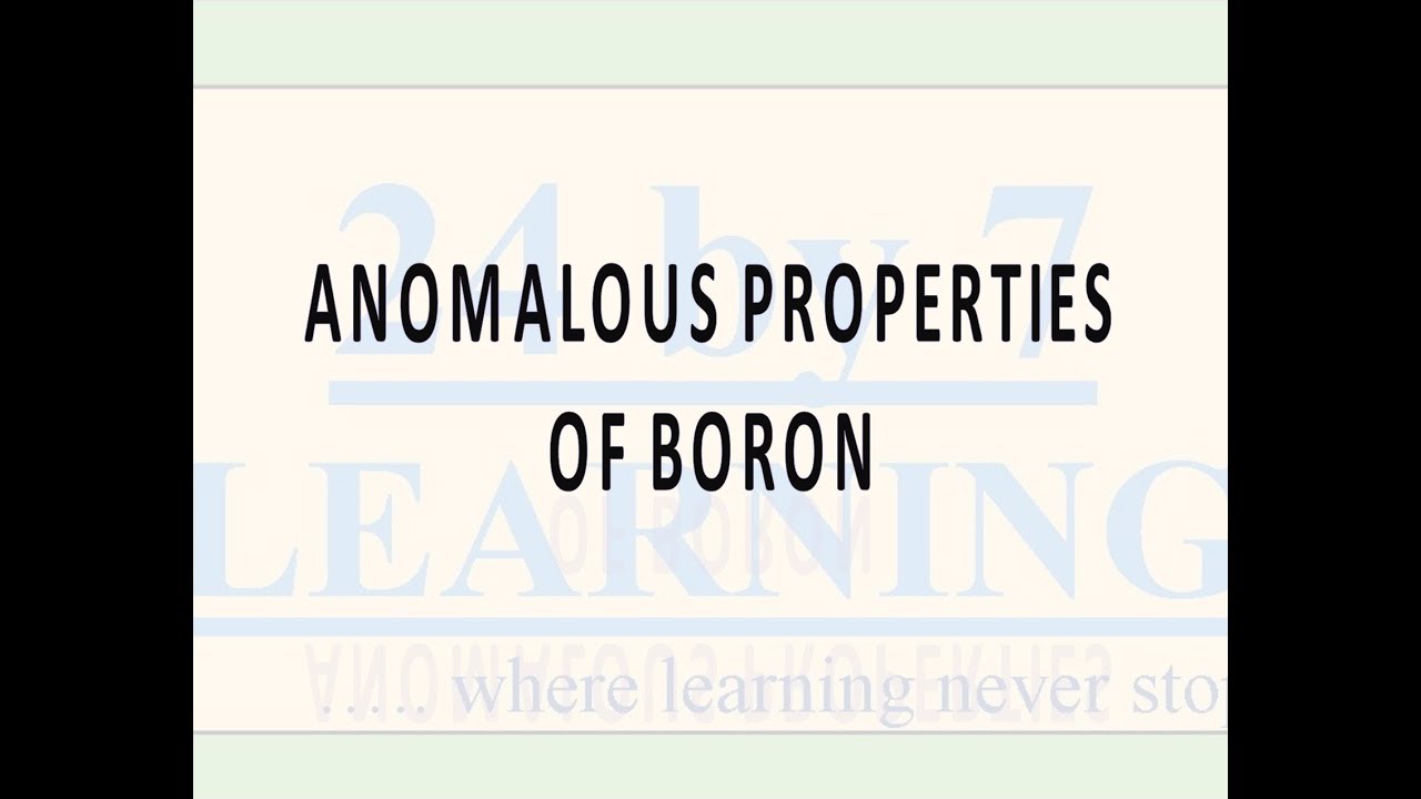 Video 2: Anomalous Properties of Boron
