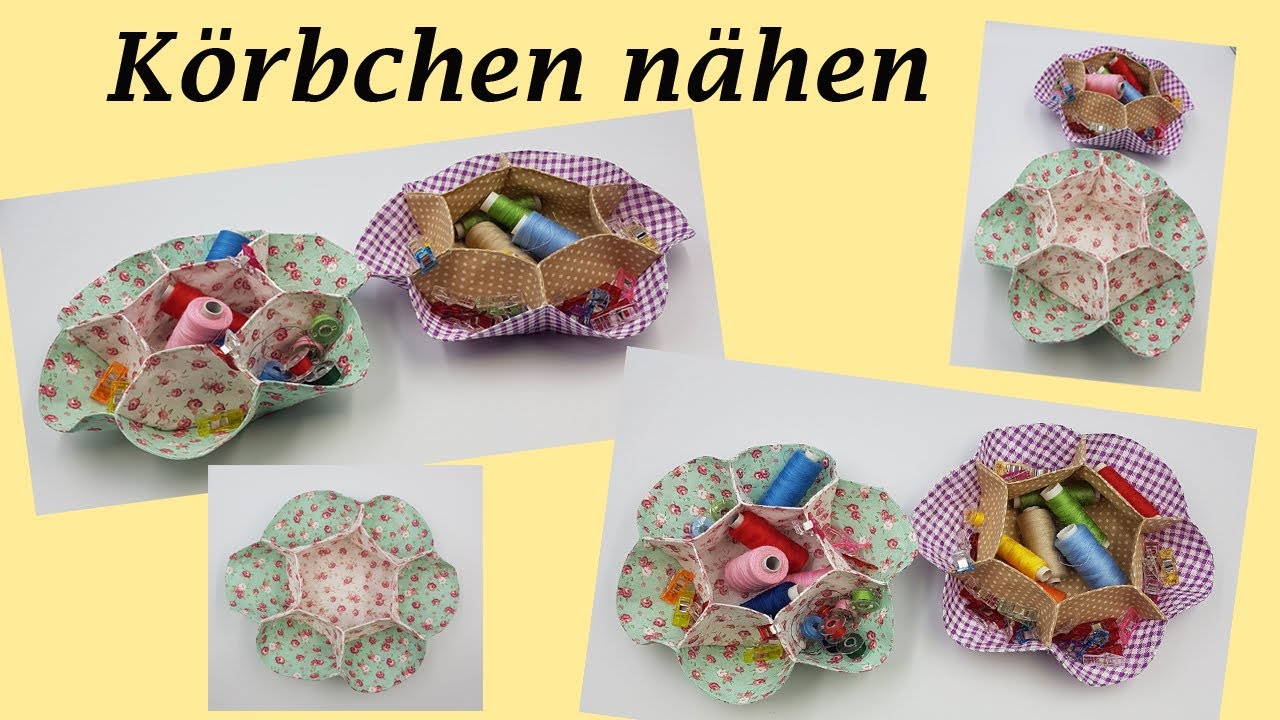 Körbchen aus 4 Kreisen genäht - Utensilo nähen