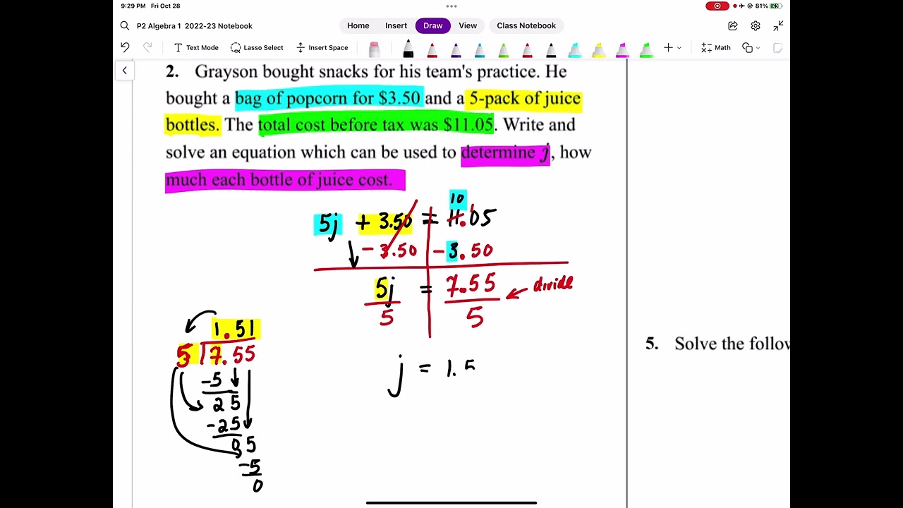 Unit 3 Test Review- Worked Out Solutions