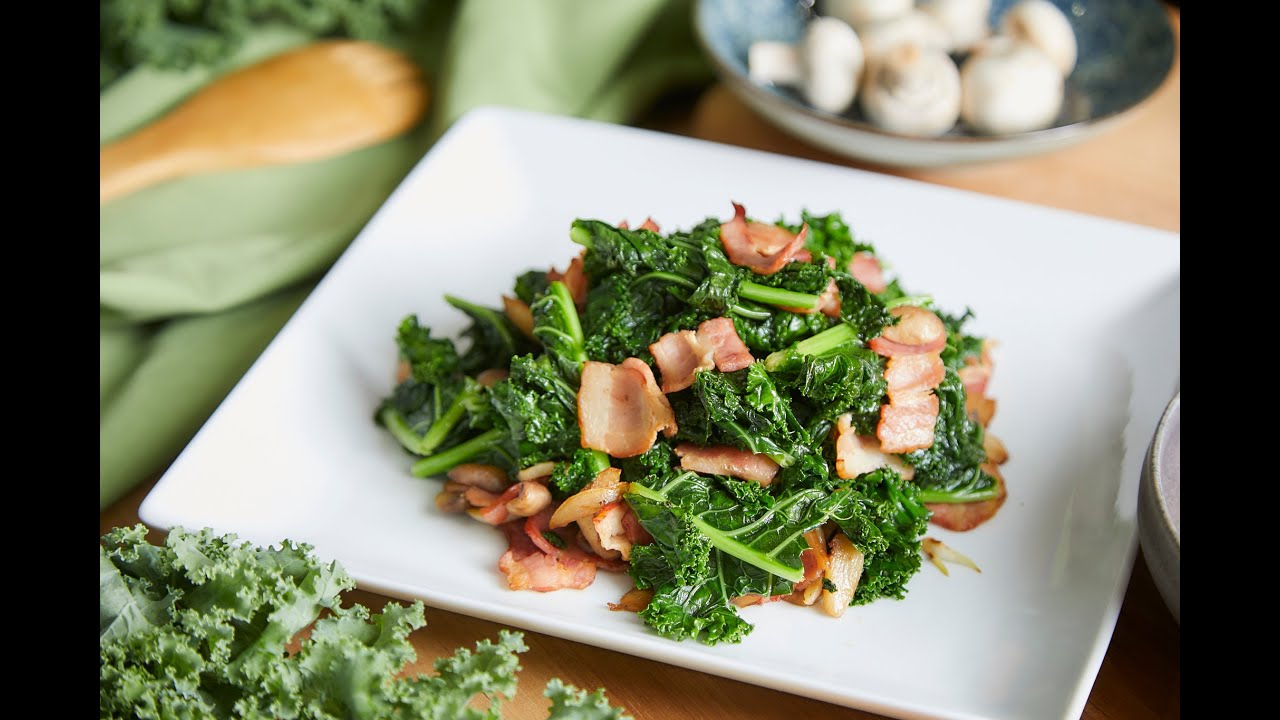 Costco Connection 創意料理 培根蘑菇炒羽衣甘藍
