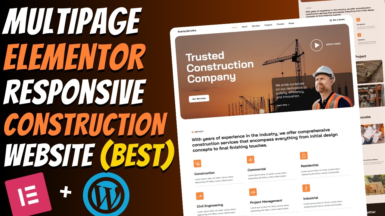 Build a Multipage CONSTRUCTION Website in WordPress ELEMENTOR 🔥 Full Tutorial 2026 (No Coding)
