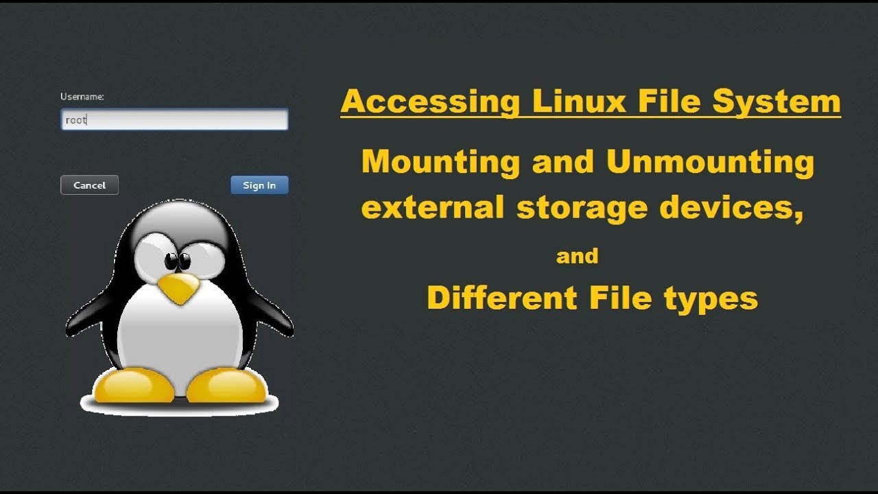Accessing Linux File System | Mounting/Unmounting storage devices | Type of files in Linux