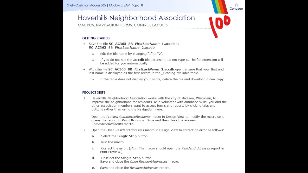 Shelly Cashman Access 365 | Module 8: SAM Project B