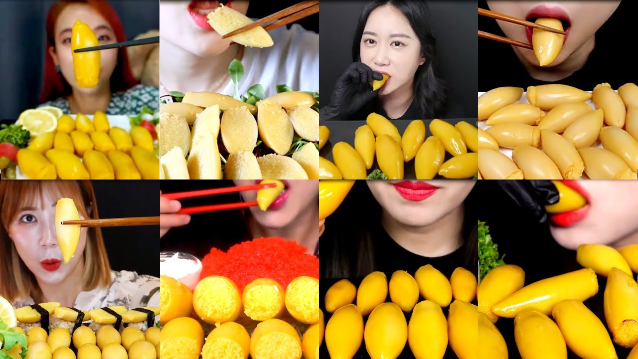 ASMR KOMOCHI YARIIKA . TỔNG HỢP CLIP ĂN TRỨNG C&Aacute; TR&Iacute;CH  MỰC ỐNG.