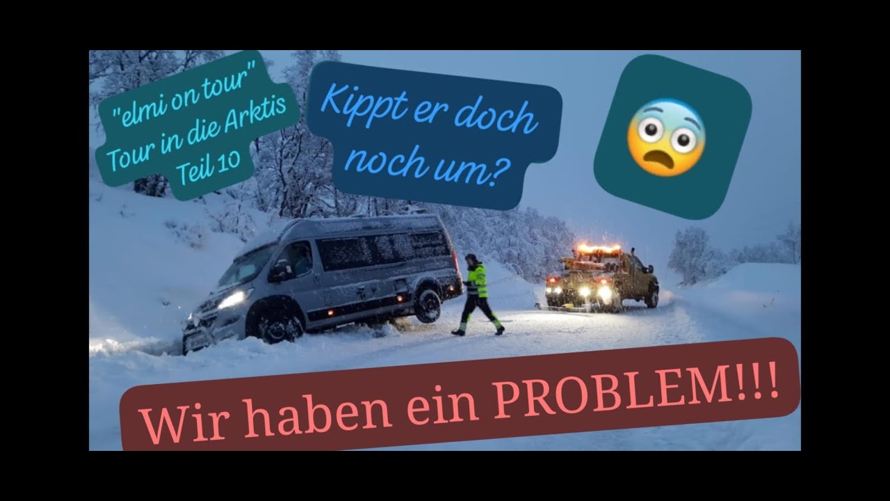 Tour in die Arktis Teil 10 Wir landen im Graben. Das Glatteis ist uns zum Verhängnis geworden.