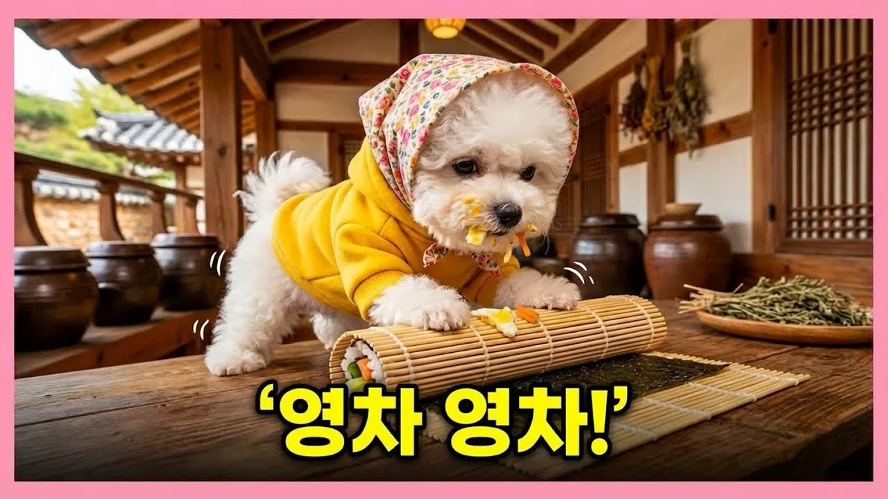 Ep.18 비숑 아기의 좌충우돌 효도 김밥 만들기 🍙 엄마 몰래 도시락 싸기 대작전! (강아지 쿡방)