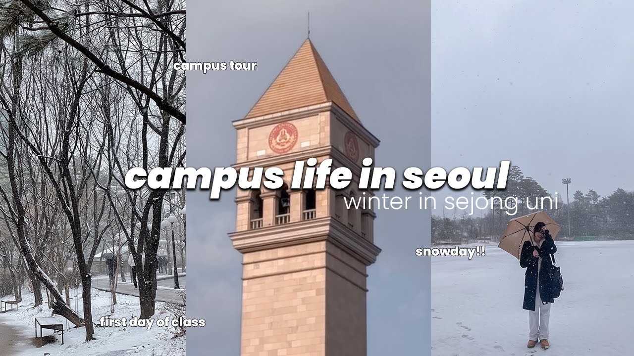 campus life in seoul | first snow day, sejong university campus tour, exchange student