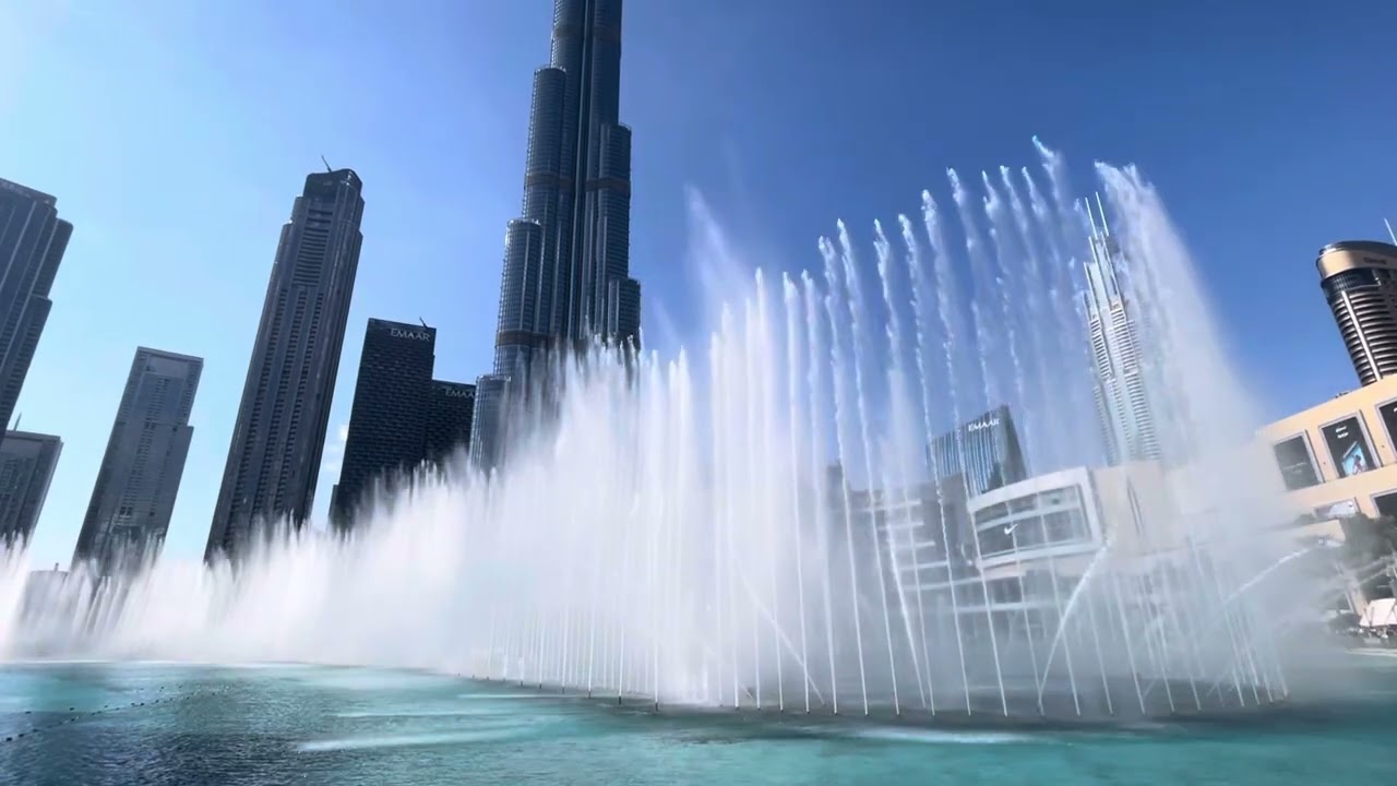 Dubai Fountains - Test Show - 3:20PM Show - Souq Al Bahar/Dubai Mall Lower Bridge View