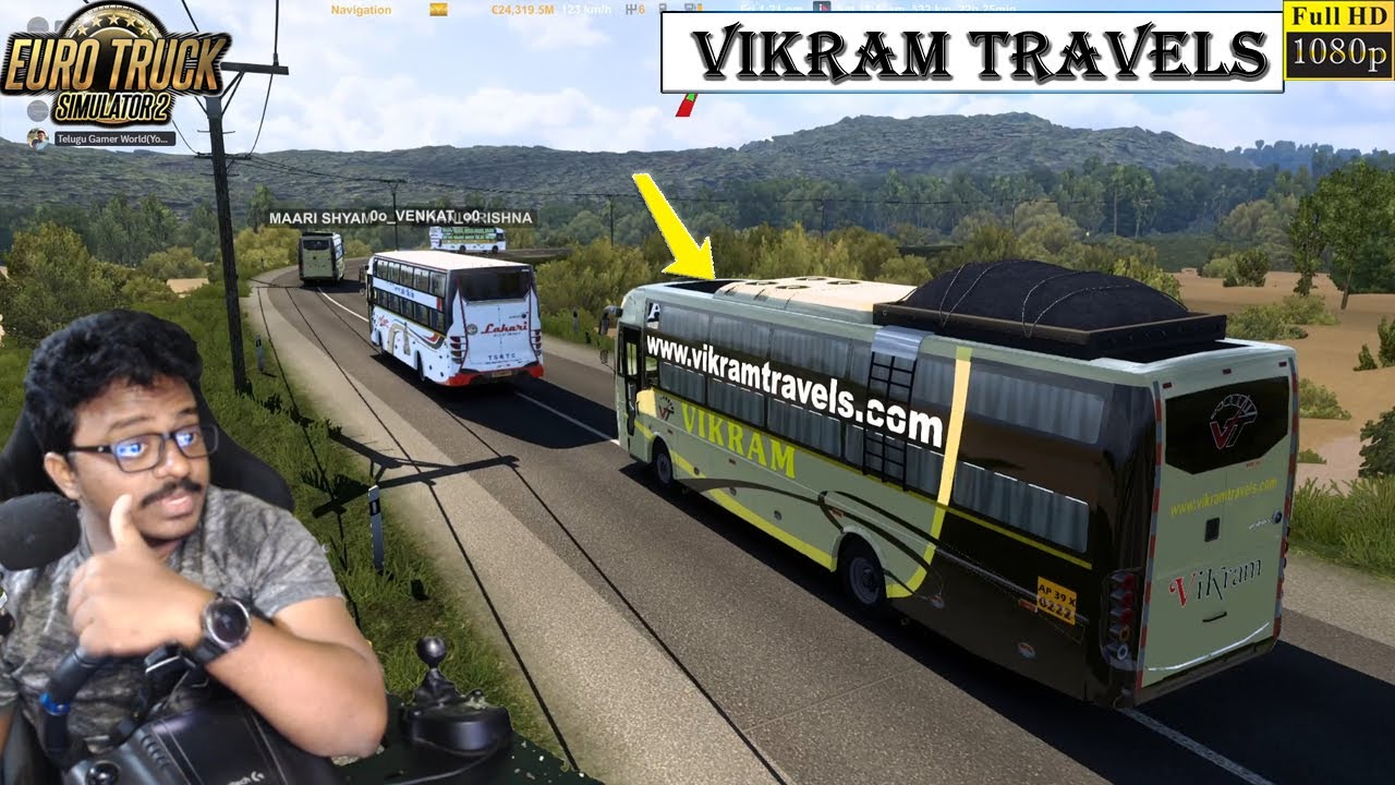 Vikram Travels Prakash Vega Bus with Logitech G29 Steering | ETS 2 Telugu