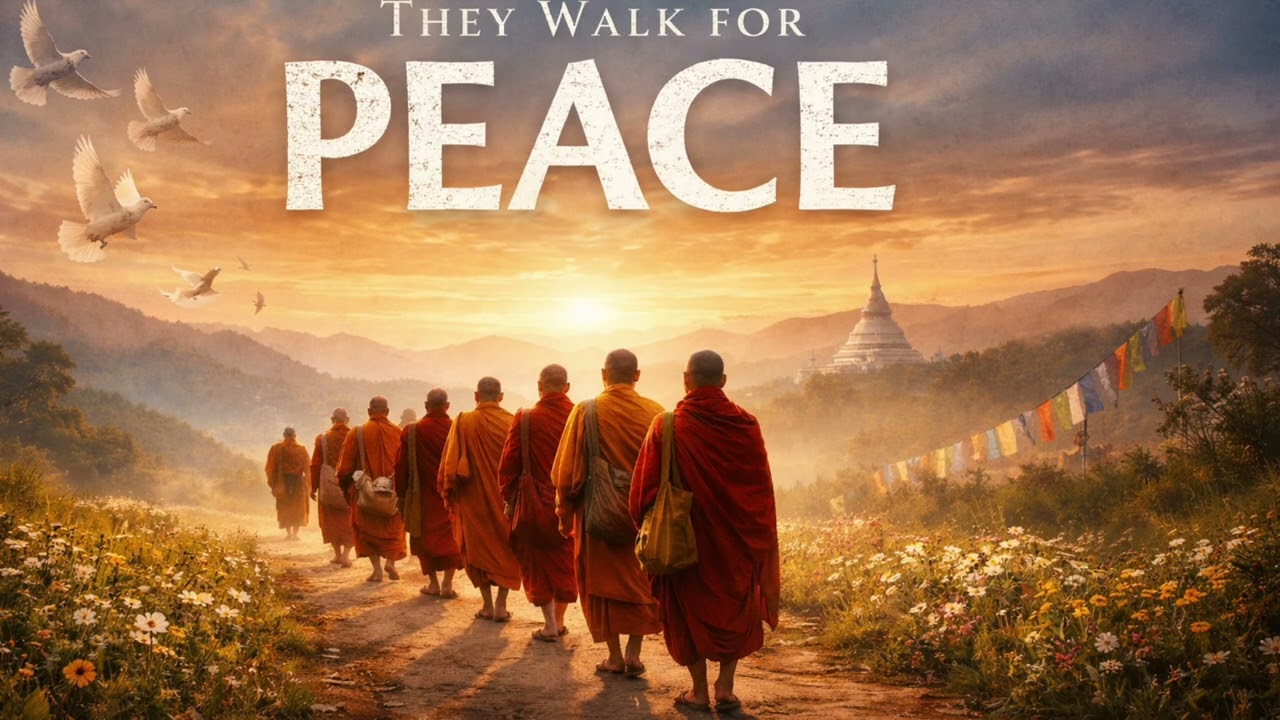 They walk for peace Monks walking for peace. We pray for a better world.”