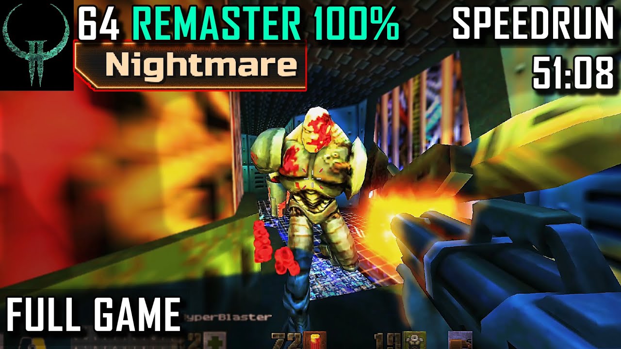 Quake 2 64 Nightmare 100% Speedrun and WR (51:08) RTA || 2k 60fps