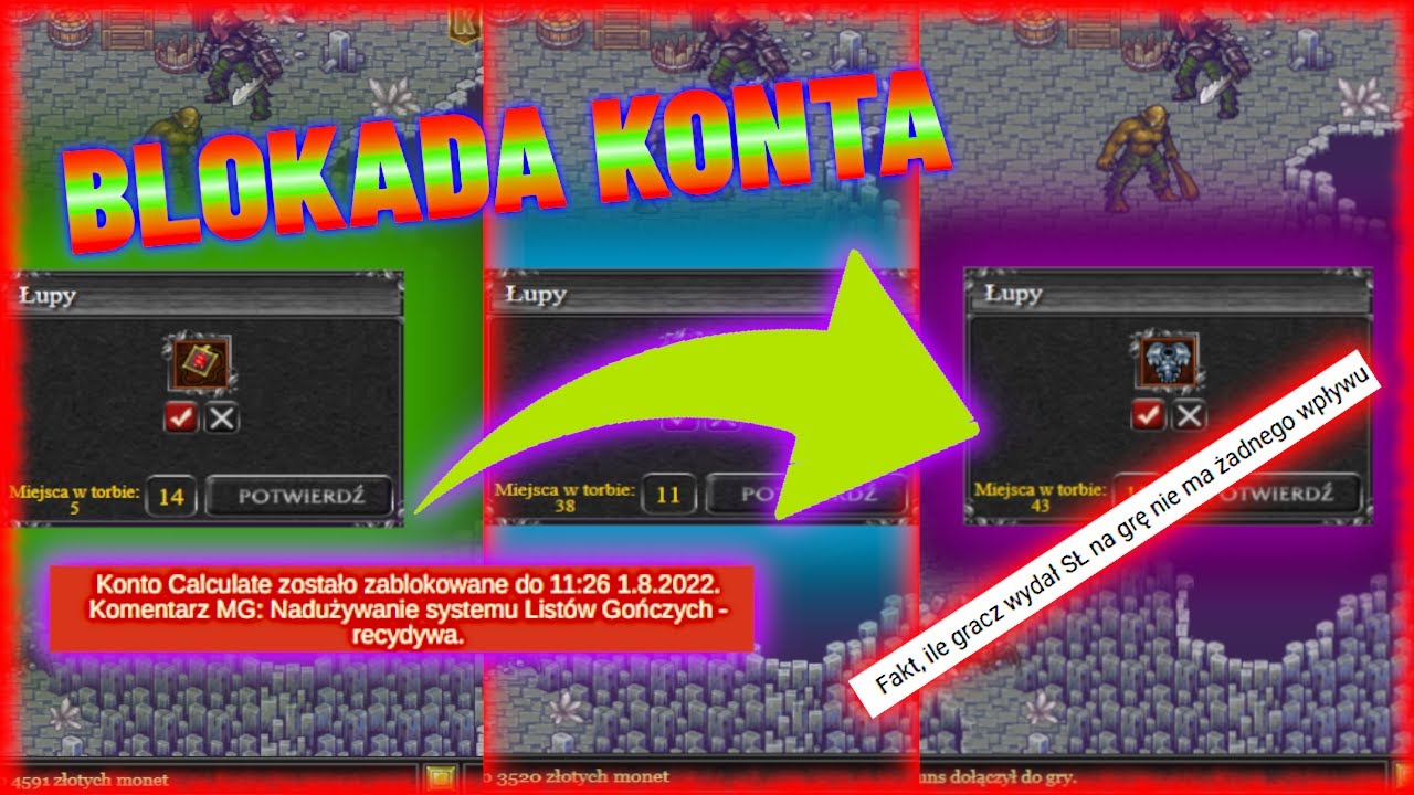 Margonem - Powód blokady konta. Legi z listu i relacja z panelu support.