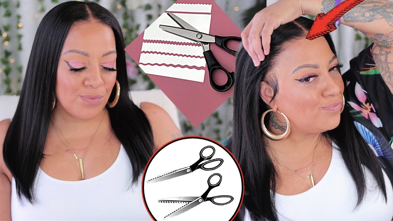 PRE-CUT GLUELESS LACE CUT USING PINKING SHEARS SCISSOR 13x4 VS 13x6 WHICHS BEST BLUNT BOB MyFIrstWig