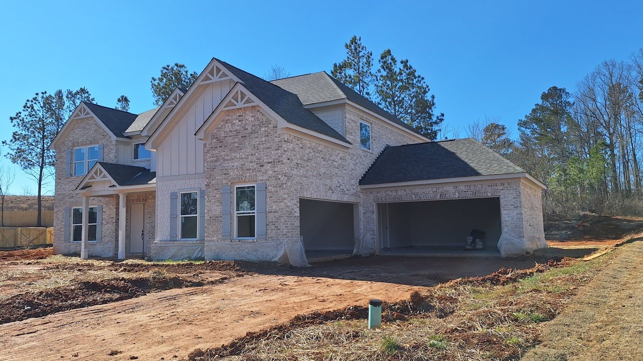 ОБЗОР Каркасного Двухэтажного  Нового  Дома  с Начальной Отделкой 4 санузла и 2 гаража на 4 машины👍