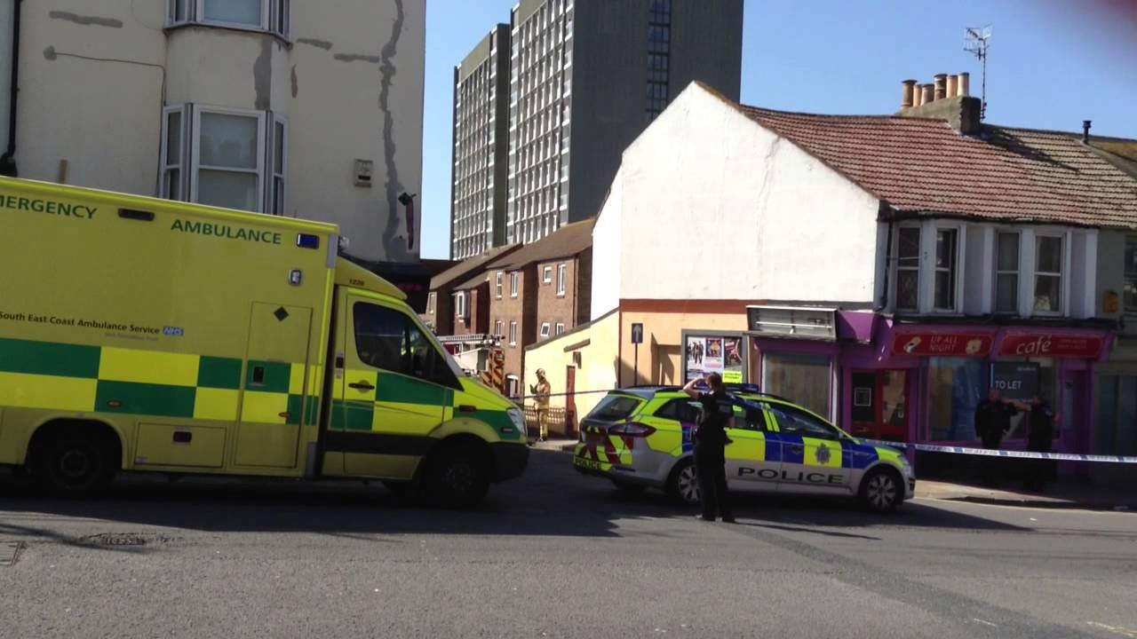Armed man arrested by riot police off Edward Street, Brighton