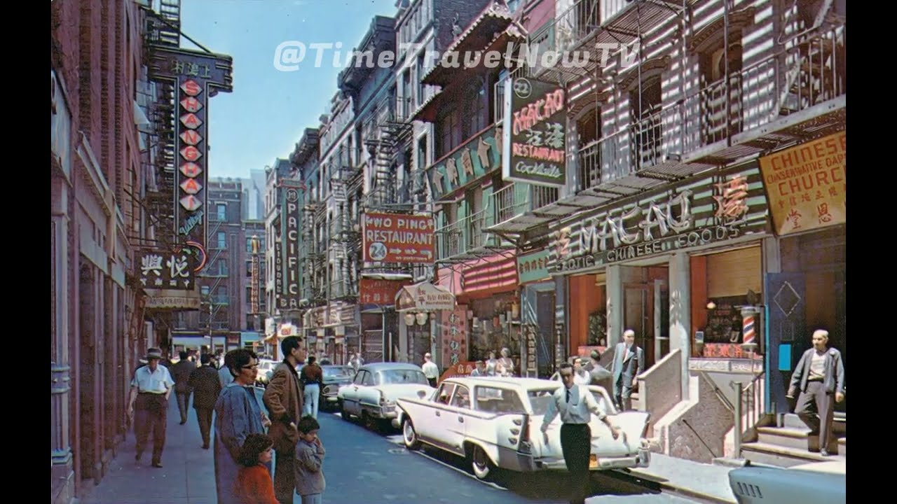 Vintage Pell Street, Chinatown New York City 1960s Storefronts Neon Signs Midcentury Font Script