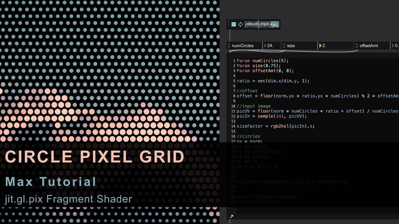Circle Pixel Grid in Max/MSP (jit.gl.pix Tutorial)