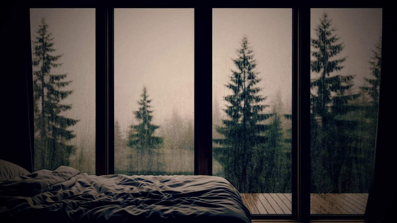 Soft Rain Sound in Wooden Cabin Natural Calm Ambience for Sleep and Serenity