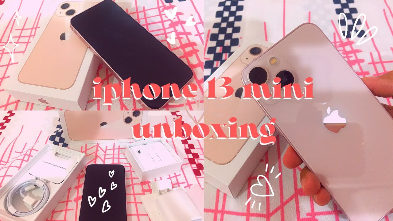 iphone 13 mini (pink) aesthetic unboxing 🌸🌷🎀 + accessories 📦