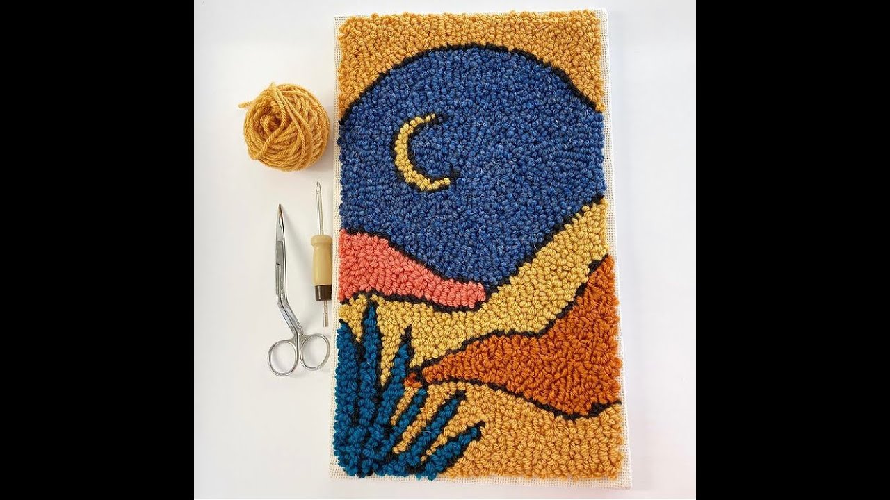 🌙 Punch Needle Frame Moon and Mountains 🌙