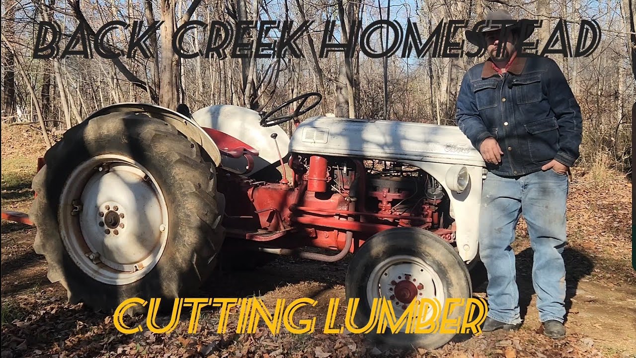 Milling Hickory logs into lumber for a project #homestead #antique #ford8N #helene #sawmill