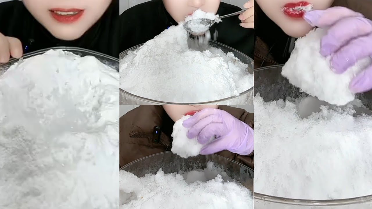 SHAVEDICE POWDERY ICE ASMR 🥶SOFT ICE BITES SQUEAKY ICE ASMR 🧊ICE EATING VIDEO🧊