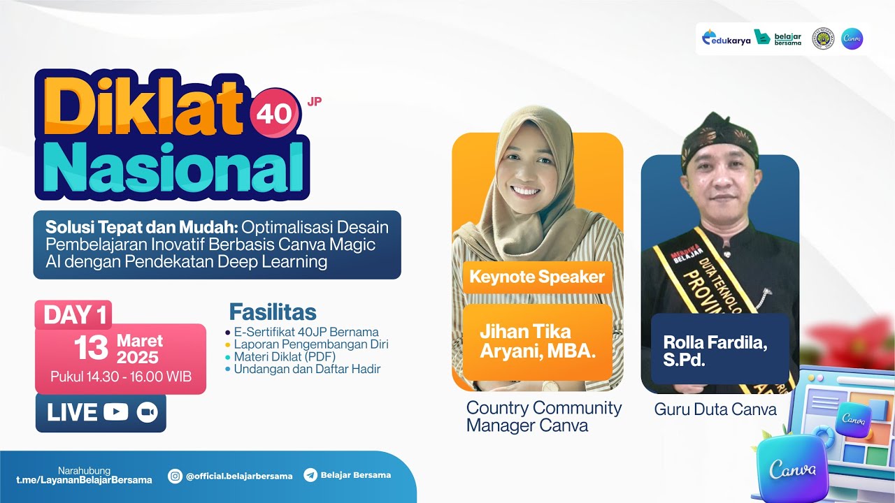 Hari 1 : Diklat Optimasi Desain Pembelajaran Inovatif Berbasis Canva Magic AI dengan Deep Learning