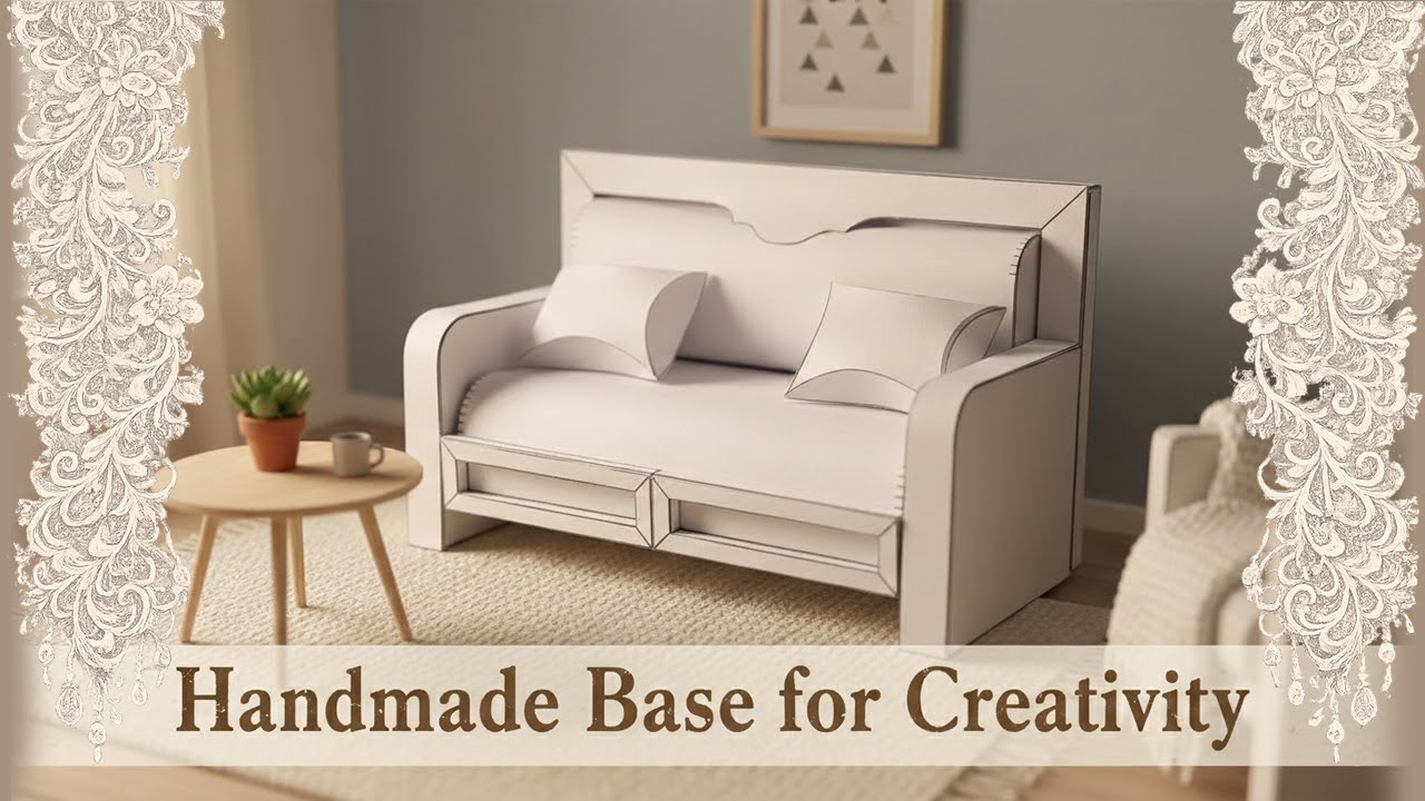 Пошаговая инструкция по изготовлению дивана из белой бумаги | Миниатюрная модель своими руками