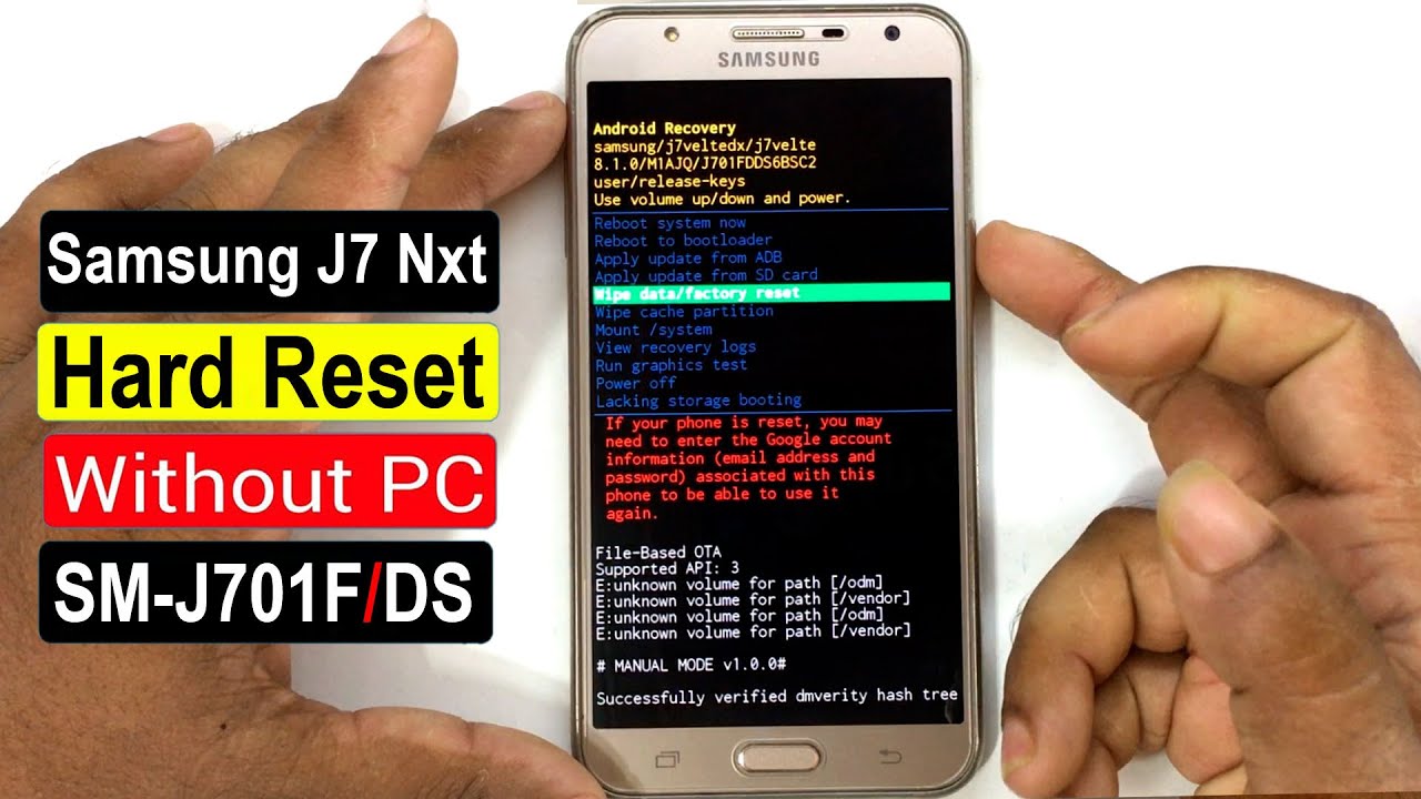 Samsung J7 Nxt Hard Reset Samsung J7 Nxt Factory Reset Samsung J701f/ds Pattern Unlock (Without Pc)