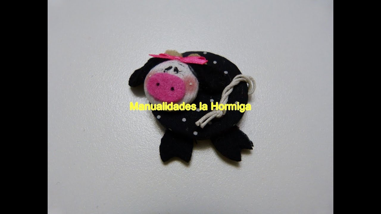 Diy vaquita en botones  y carton paso a paso