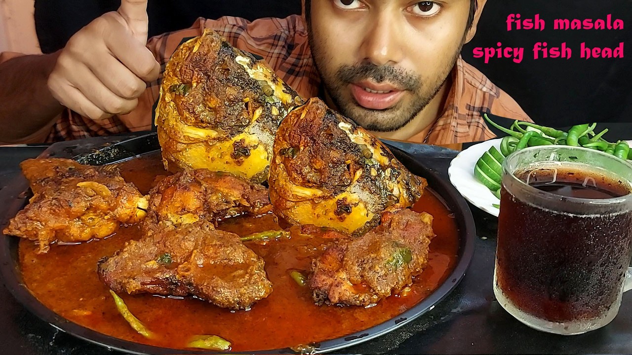 BIGGEST ROHU FISH HEAD EVER? 🐟 Spicy FISH Curry Challenge | No Water! 🥵 GRAVY AND SALAD COLD DRINKS